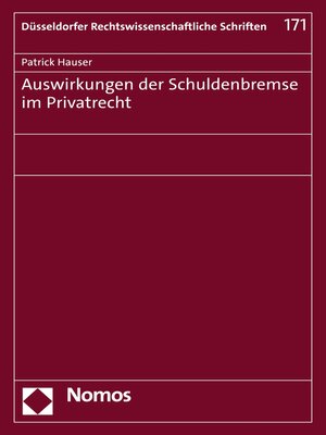cover image of Auswirkungen der Schuldenbremse im Privatrecht